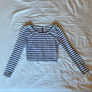 Striped Long Sleeve Crop Top
